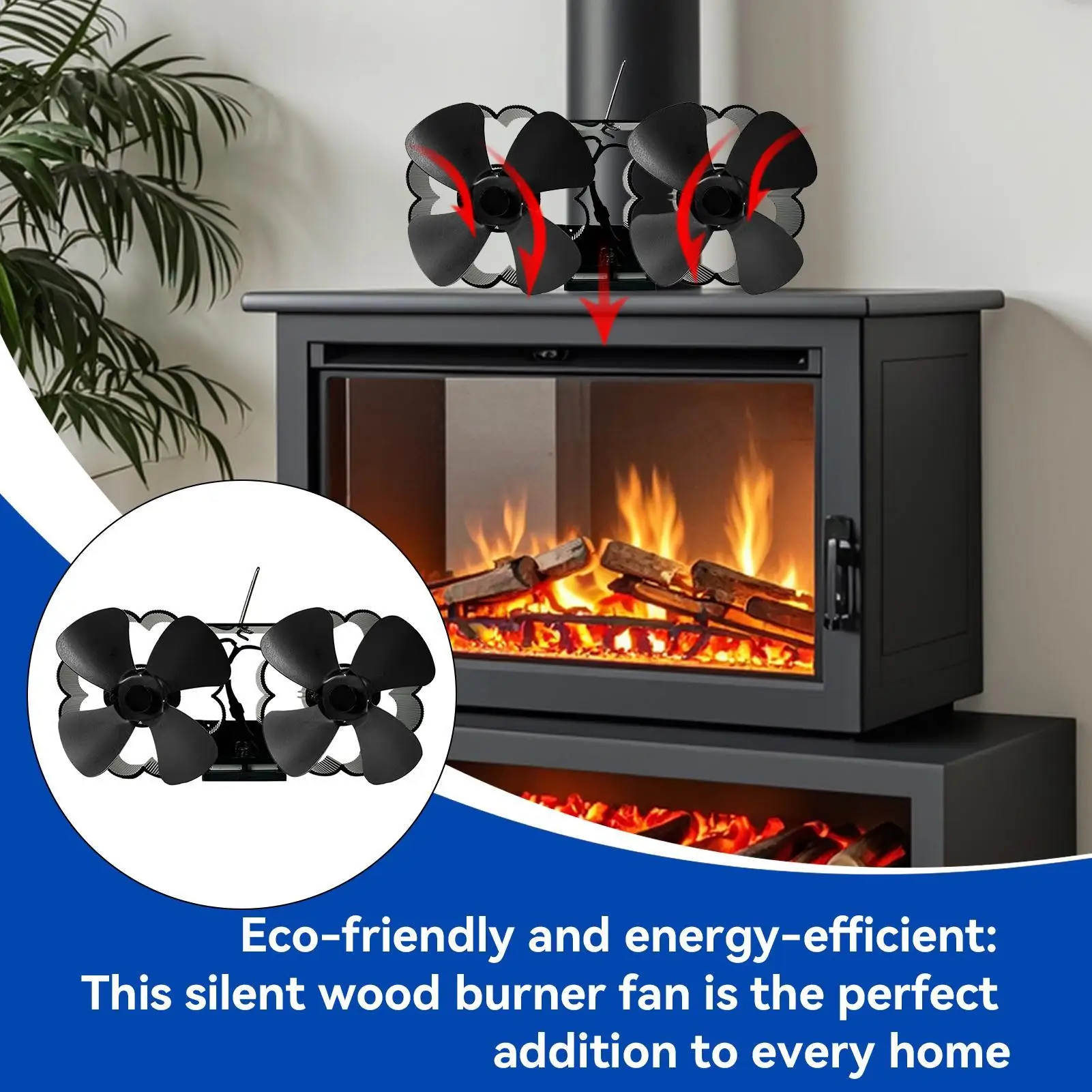 

Мощный вентилятор для пелетной печи Вентилятор с тепловой активацией Низкий уровень шума Вентилятор для дровяной печи Тепловой вентилятор для дровяных печей