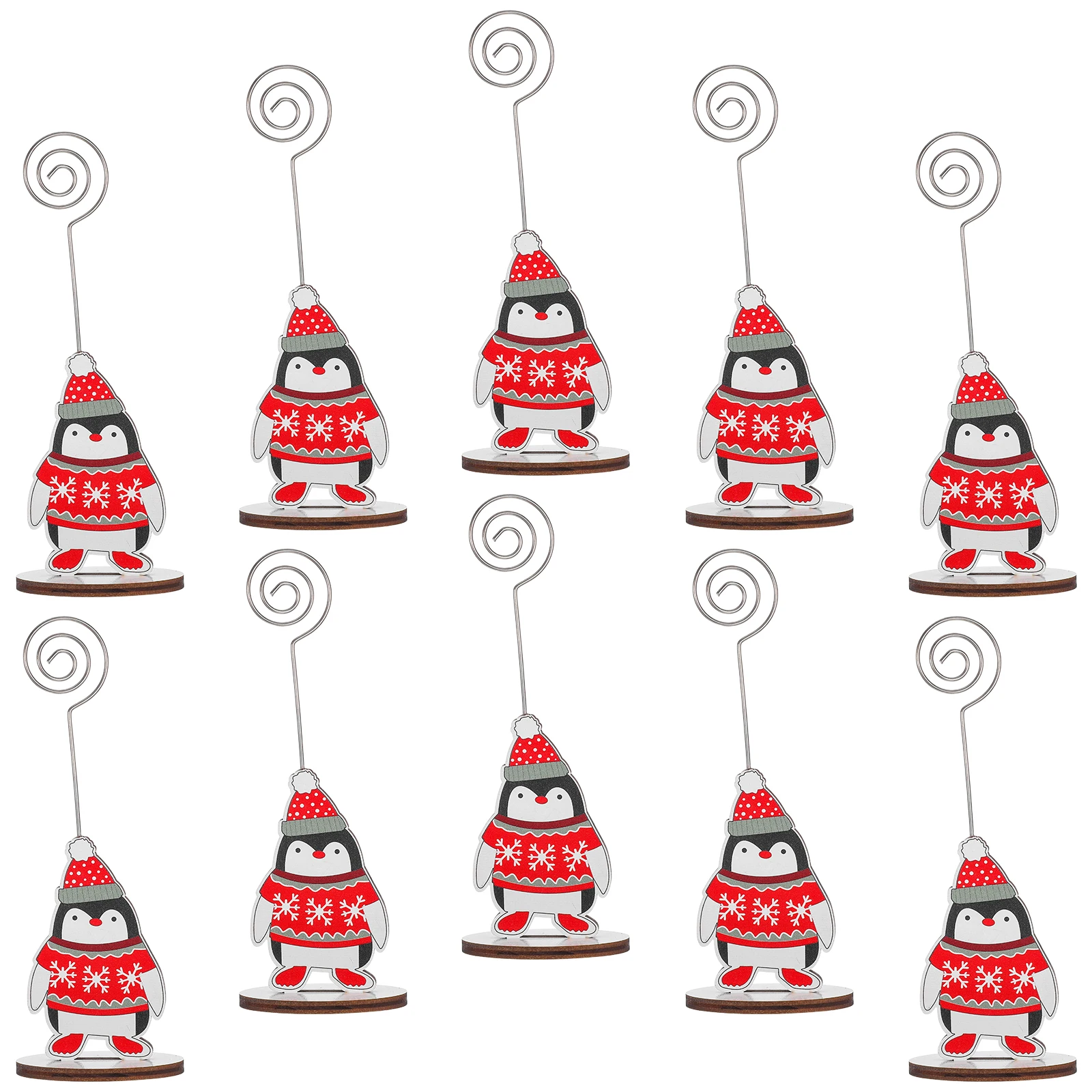 

12 Pcs Desktop Note Holder Christmas Ornament Xmas Party Photo Clip Message Folder Wooden Thickened Base Design Table Number