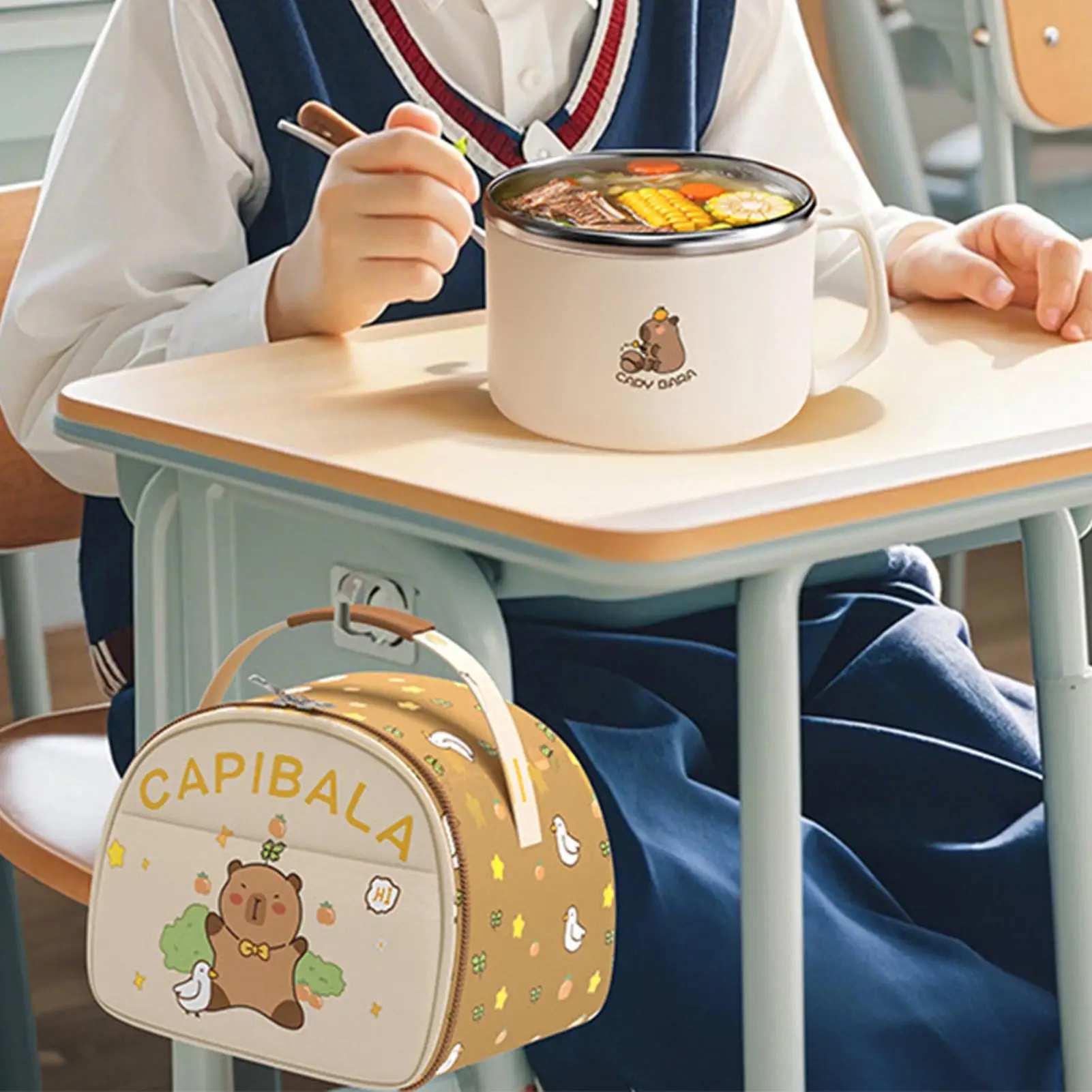 

Ramen Bowl Set 1300ml Capybara Salad Bowl With Spoon Dinnerware Large Capacity For Soup Noodle Cereal Salad Food Photography