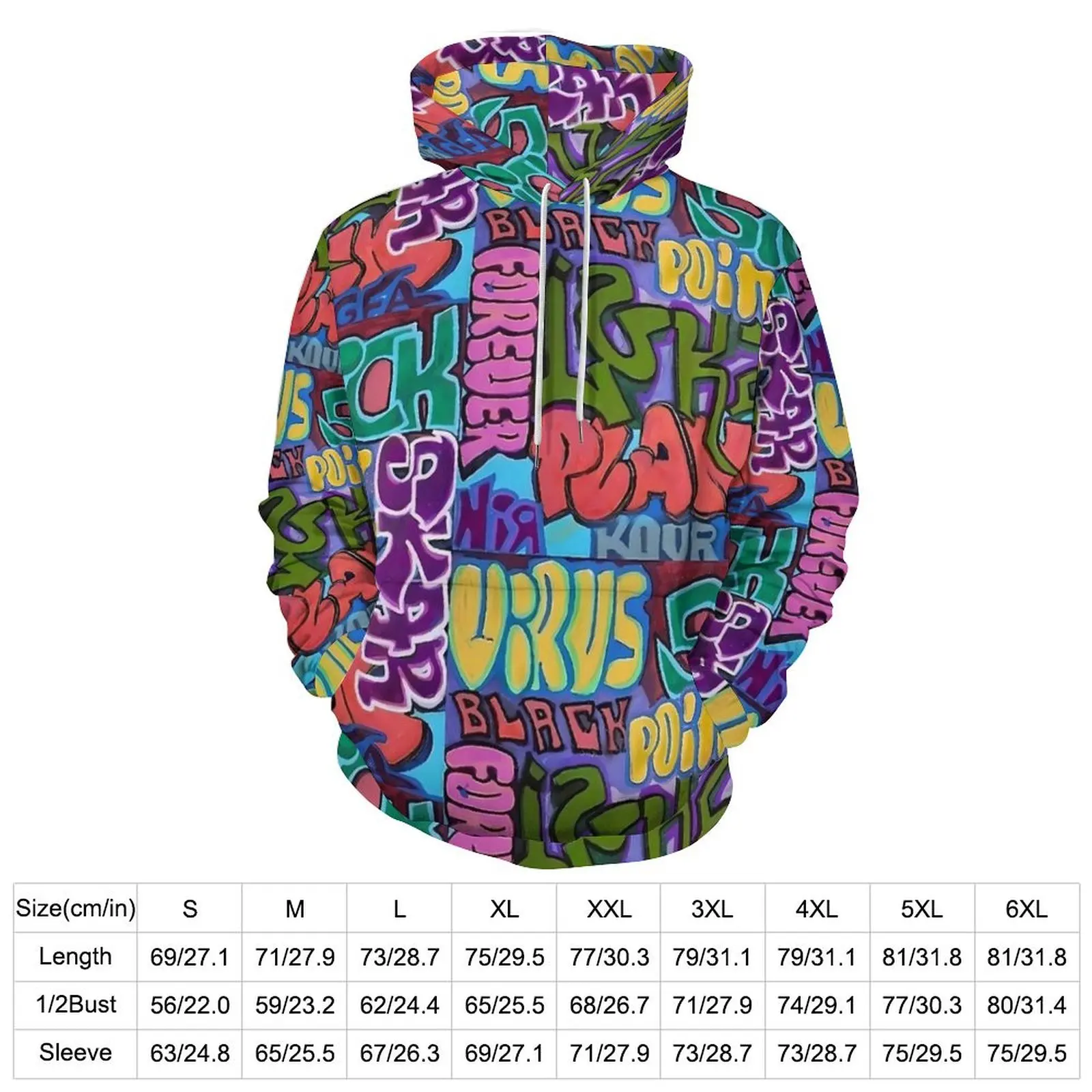 Graffiti Hoodies Letter Print Hip Hop Casual Pullover Hoodie Long Sleeve Y2k Custom Sweatshirts Birthday Present