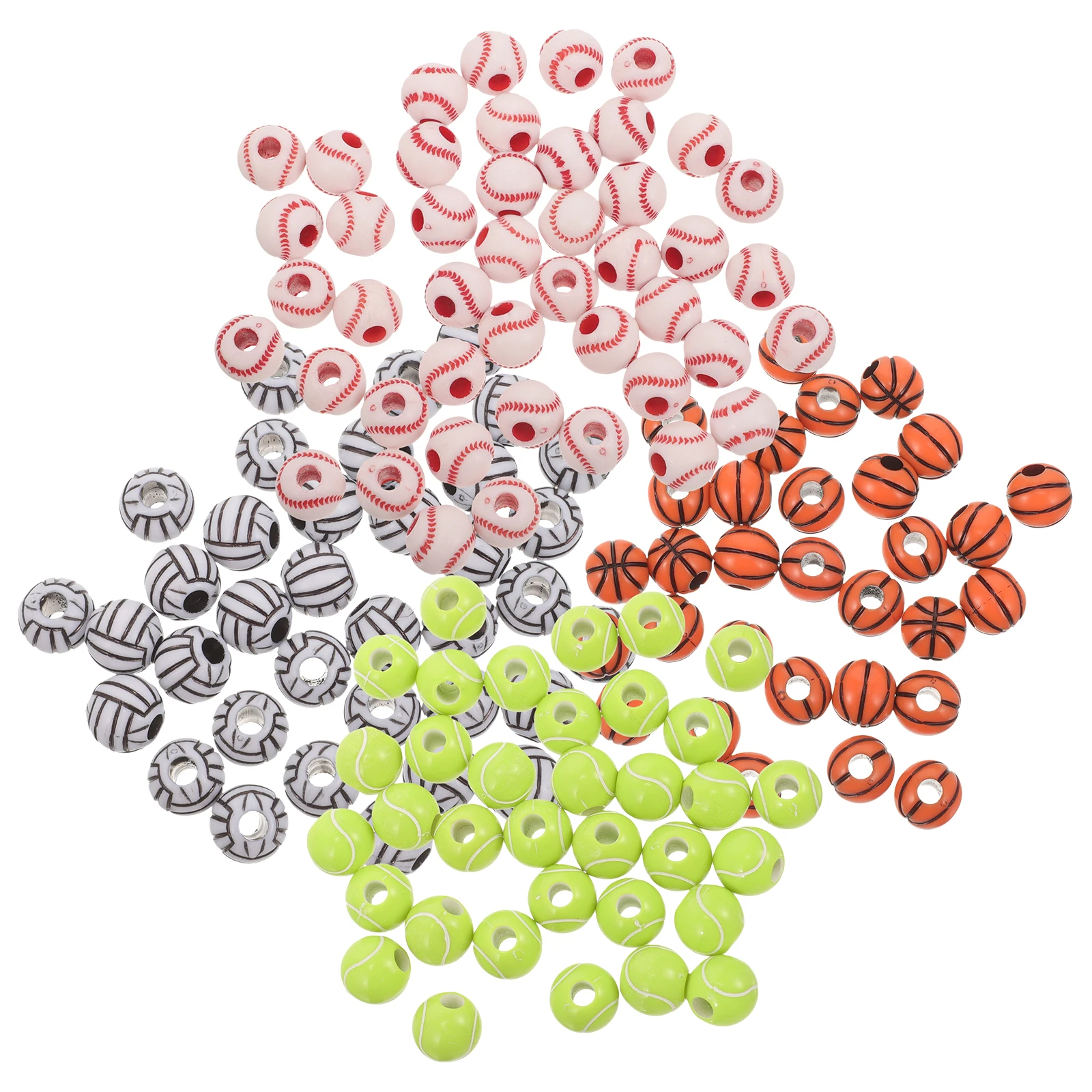 

200pcs Sports Beads 12mm Acrylic Round Loose Sports Ball Small Beads DIY Jewelry Making Materials Crafting Supplies Bracelet