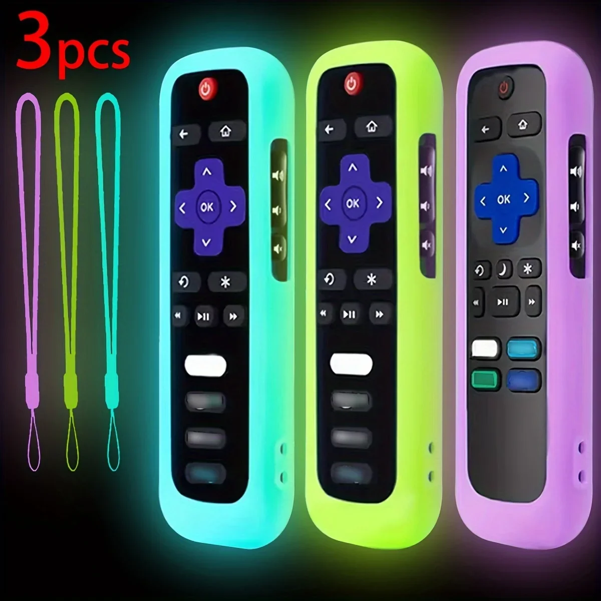 3PCS Silcone Remote Control Cover Case for Roku TV Express 4K+ HD Streaming Stick 4K Premiere Soundbar Streambar LE SE Remote