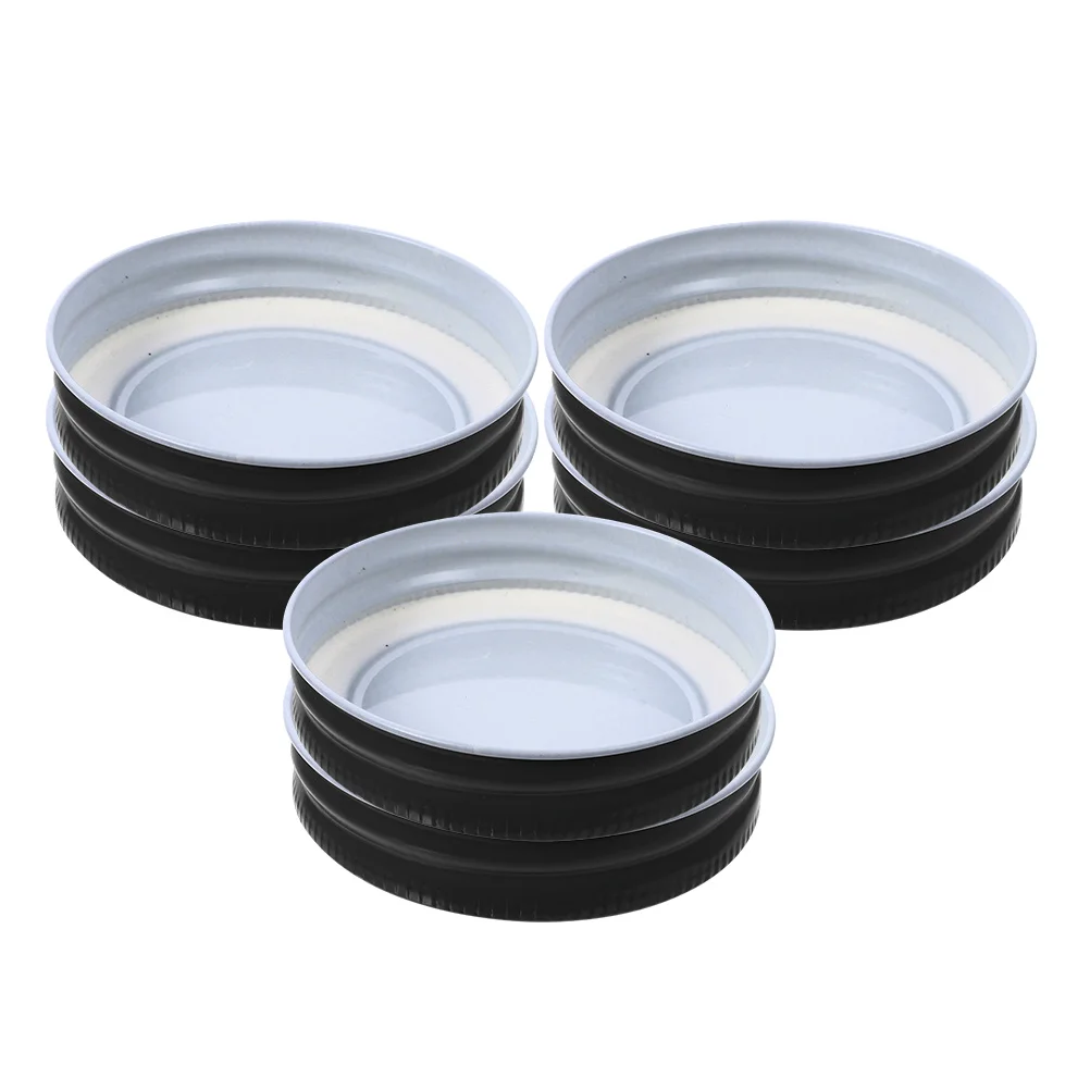 

6 Pcs Tinplate Mason Jar Lids 70mm Black Reusable Leak Proof Storage Canning Covers Wide Mouth Practical Jar Caps