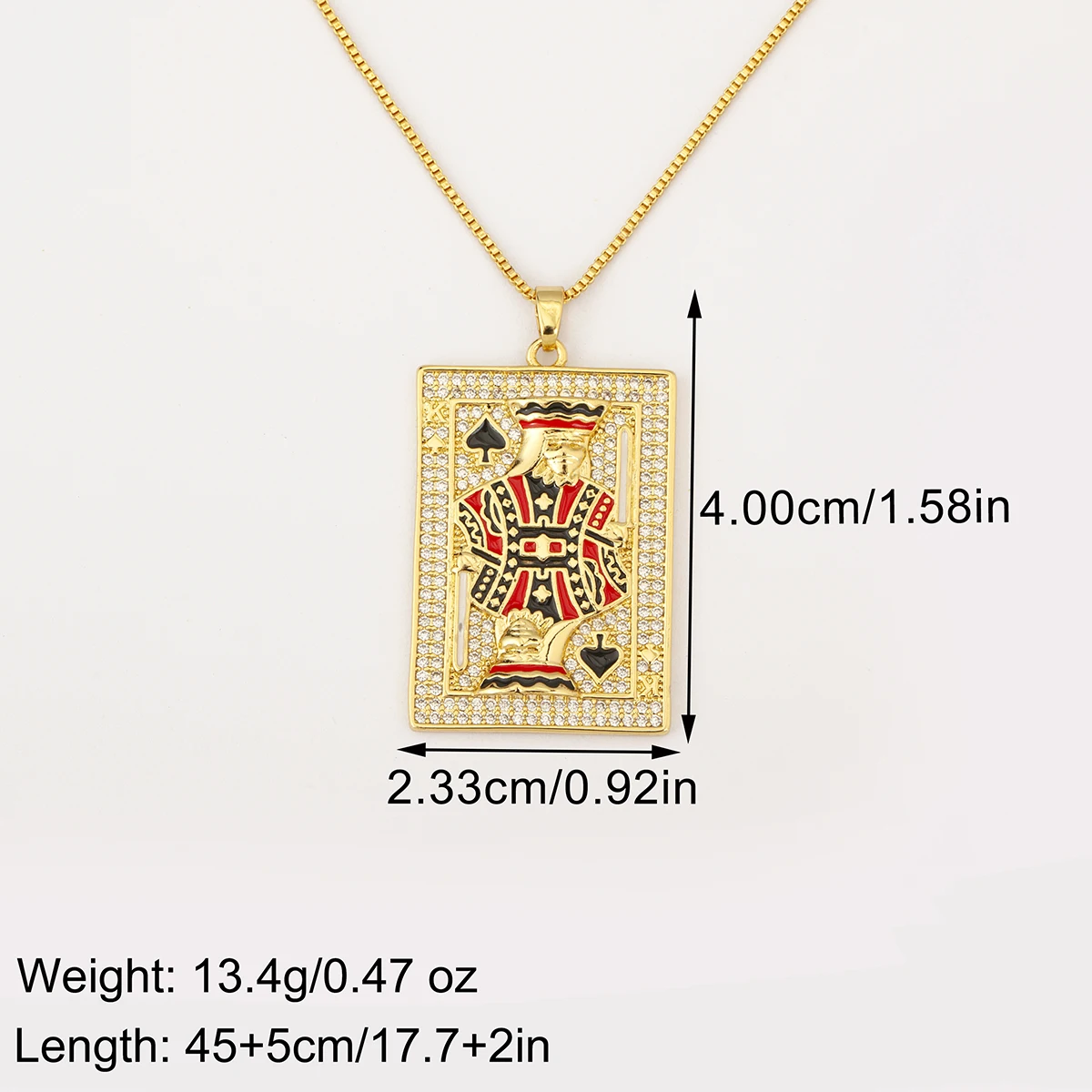 Nidin Iced Out Spade K Playing Card Pendant Necklace For Women Men Enamel Poker King Necklaces Hip Hop Bling Zircon Jewelry Gift