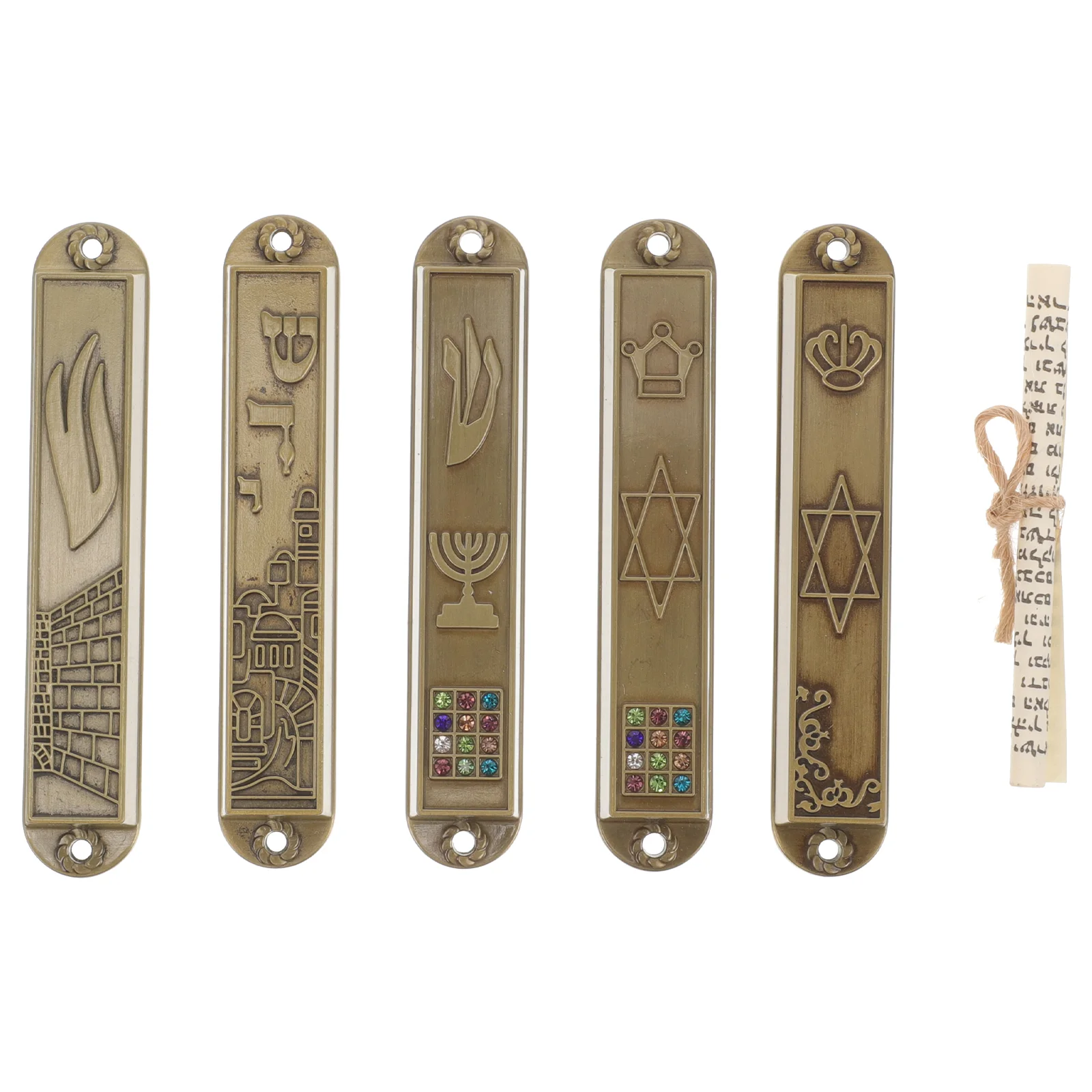 

5 Pcs Door Scroll Holy Pillar Jewish Symbols Mezuzah Decorative Metal Household Catholic