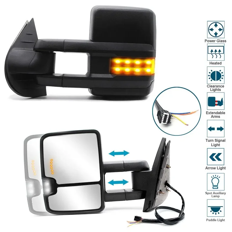 High Quality Extendable Electric Towing Rearview Side Mirror With Convex Lens LED Signal Light OEM 20862099 Fit Silverado Sierra