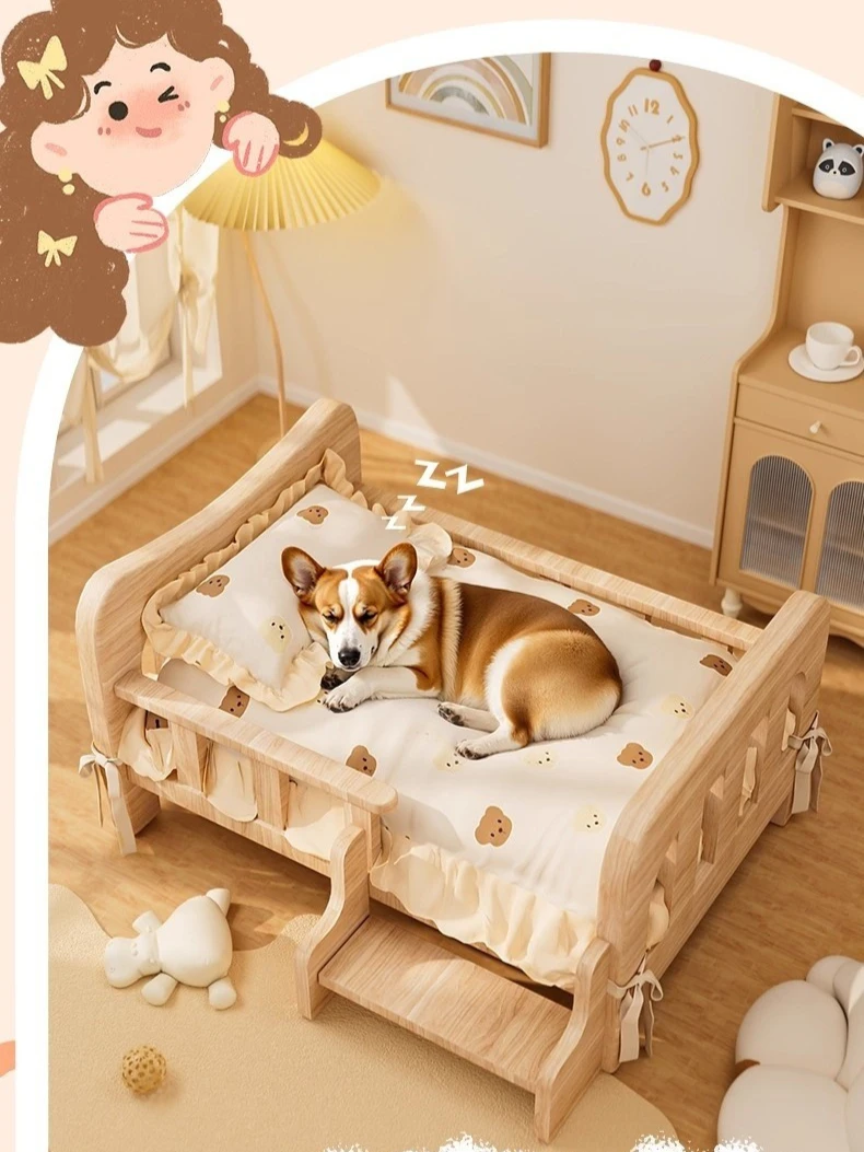 

Кровать для домашних животных, кровать для собак из цельного дерева, всесезонная кровать для кошек, спальный диван для домашних животных, кровать для кошек и кровать для собак, полка для кошек, кошачий кондо, деревянная мебель для кошек