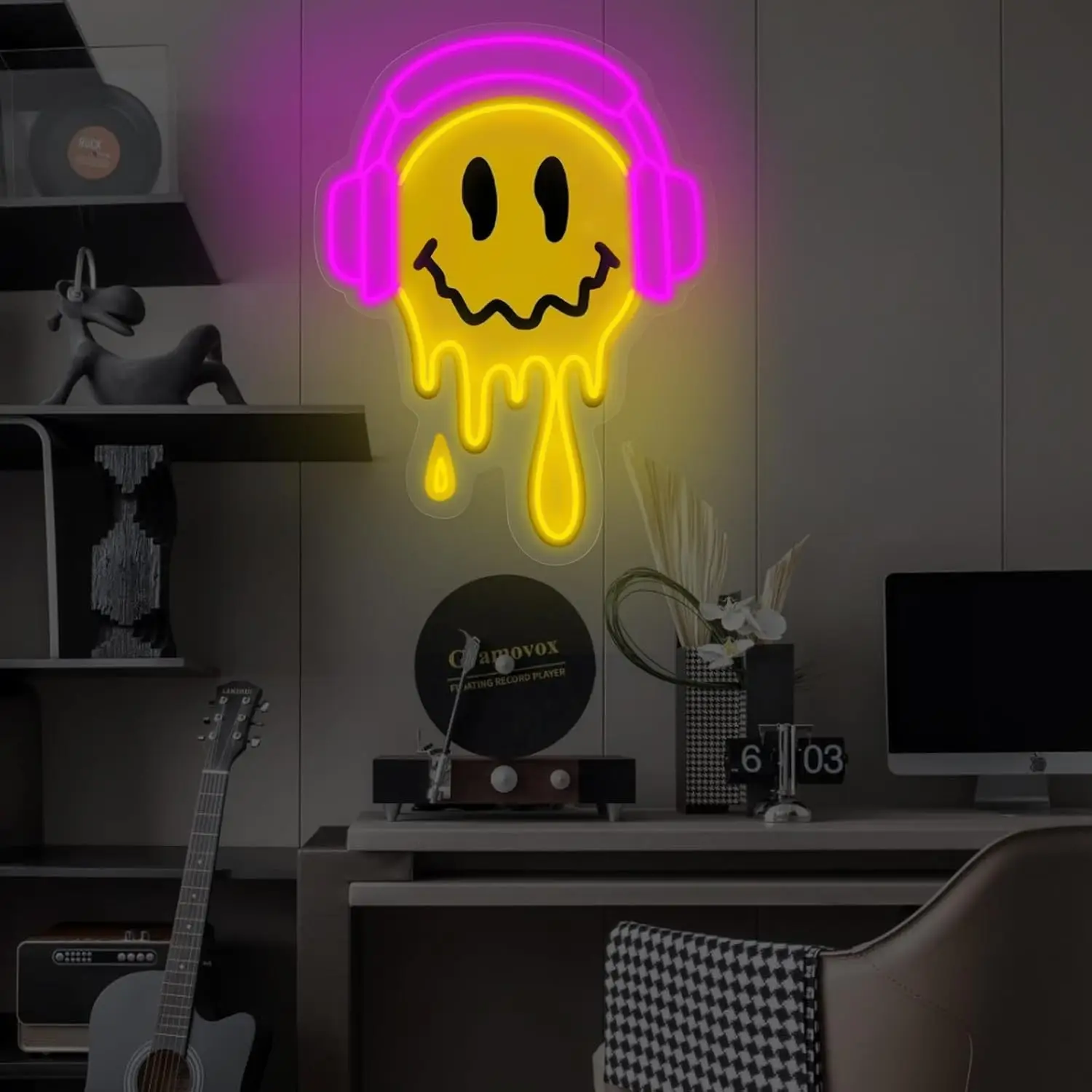 Smile Face Neon Sign Art Wall Light USB Powered LED Light for  Kids Room Bar Wedding Party  Bedroom Decoration Personalized Gift