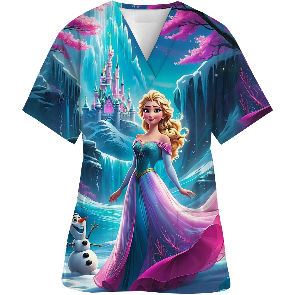 Disney Princess Printed Medical Blouses Surgical Gowns Doctor Pediatric Nurse Nursing Scrub Veterinary Uniform Dental Scrub ﻿