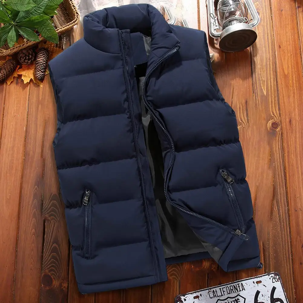 Lightweight Men Vest Stylish Men's Water-resistant Puffer Vest Coat Autumn Winter Outdoor Sleeveless Waistcoat with Stand Collar