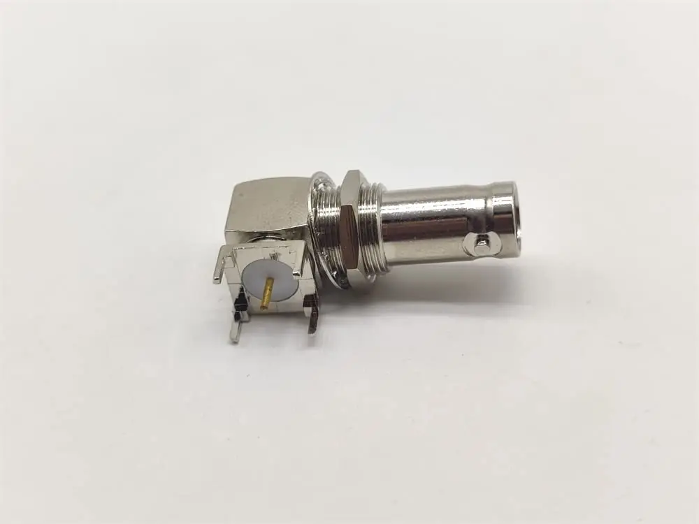 BNC Connector Right Angle Female PCB Mount Through Hole Front Bulkhead 75Ω