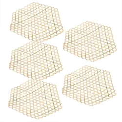 5Pcs Hexagonal Bamboo Mesh Mat Food Decorative Mesh Mat Bamboo Steaming Mat Kindergarten DIY Pendant Display Decoration