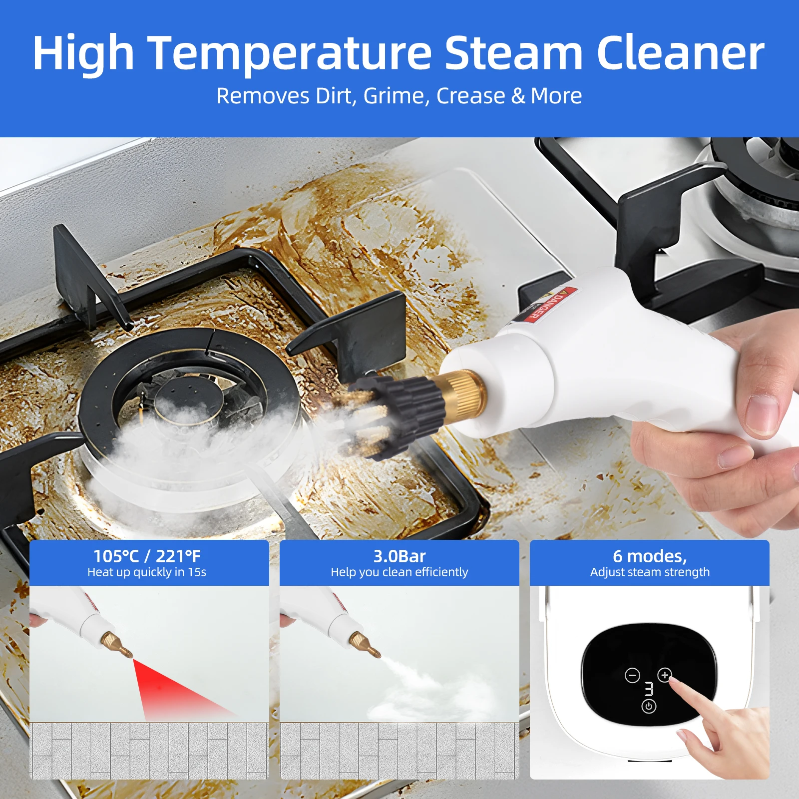 2500W High Pressure Steam Cleaner High Temperature Pressurized Steam Cleaning Machine 1100ml 3 Bar Portable Steam Cleaner