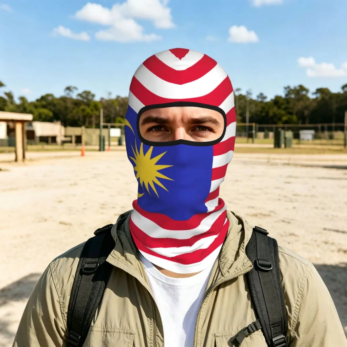 マレーシア国旗屋外クール日焼け止めオートバイフェイスマスクモトバイカーウィンドキャップマスクストッパー防風自転車サイクリングヘッドギア