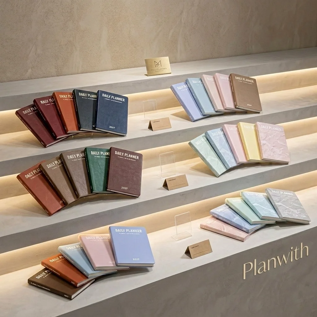 Planwith 2027 Daily Planner Notebook, Thick & Thin Versions, PU Cover Weekly Monthly Journal, Cloud‑Feel Paper Agenda Organizer