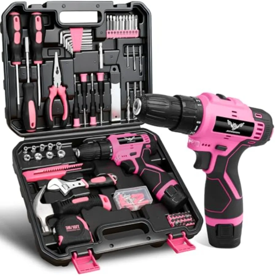 

【Spot goods】Pink Tool Set - 12V Cordless Drill Kit 151 Piece Home Tool Set With Power Drill Tool Kits for Men and Women Perfect