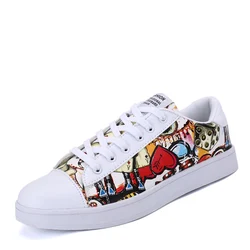 Baskets Hip Hop Graffiti pour hommes, chaussures de skateboard, baskets à plateforme de marche confortables, chaussures de couple, grande taille 46, mode