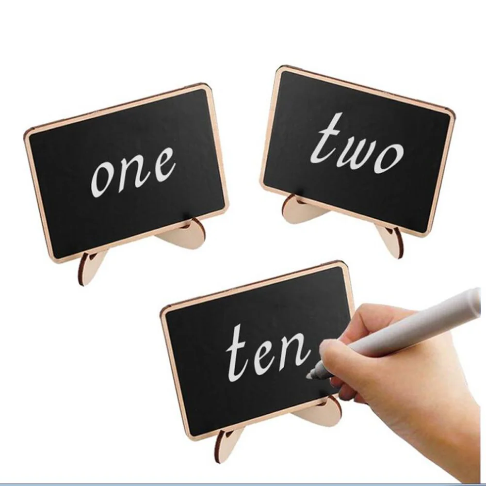 10 قطعة السبورات الصغيرة الخشب السبورة علامات قابلة لإعادة الاستخدام قابل للمسح رسالة المجلس لحفلات الزفاف أرقام الجدول تسميات الغذاء ديكور #6