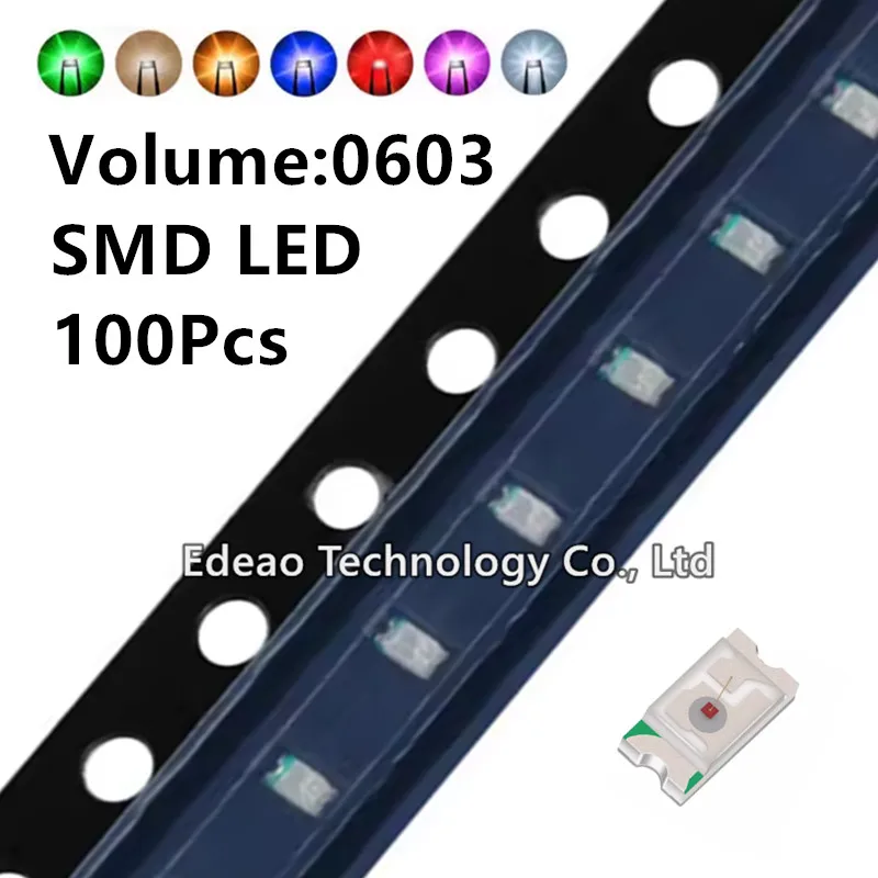 100pcs/lot  0603 LED bead SMD light emitting diode Blue Red Yellow Green Warm White purple Orange pink high bright quality