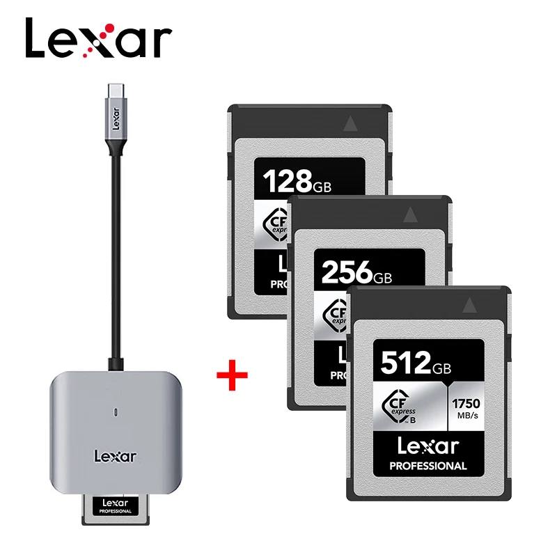 Original Lexar CF Card CFexpress Type-B Silver with Digital TYPE-B Card Reader 128GB 256GB Memory Card 1750mb/s for SLR Camera