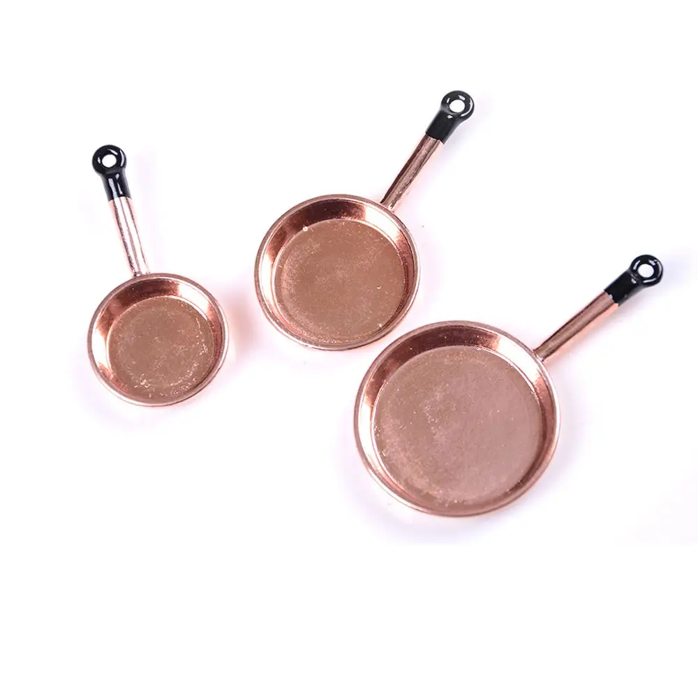 3 pçs/set mini casa de bonecas jogando frigideira modelo boneca acessórios simulação panela panelas em miniatura