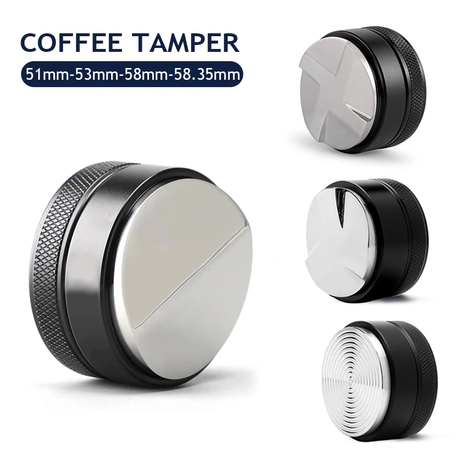 

51/53/58/58.35mm Coffee Distributor Espresso Tamper Adjustable Espresso Distributor Leveler 304 Stainless Steel Convex Base