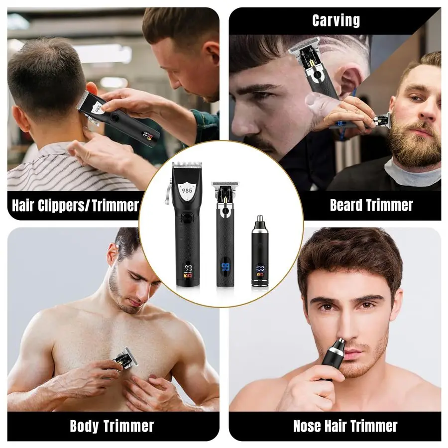 ماكينة قص الشعر الاحترافية للرجال، ماكينة تشذيب اللحية للرجال، مجموعة ماكينة تشذيب شعر الأنف، ماكينة حلاقة كهربائية لاسلكية، حواف حلاقة