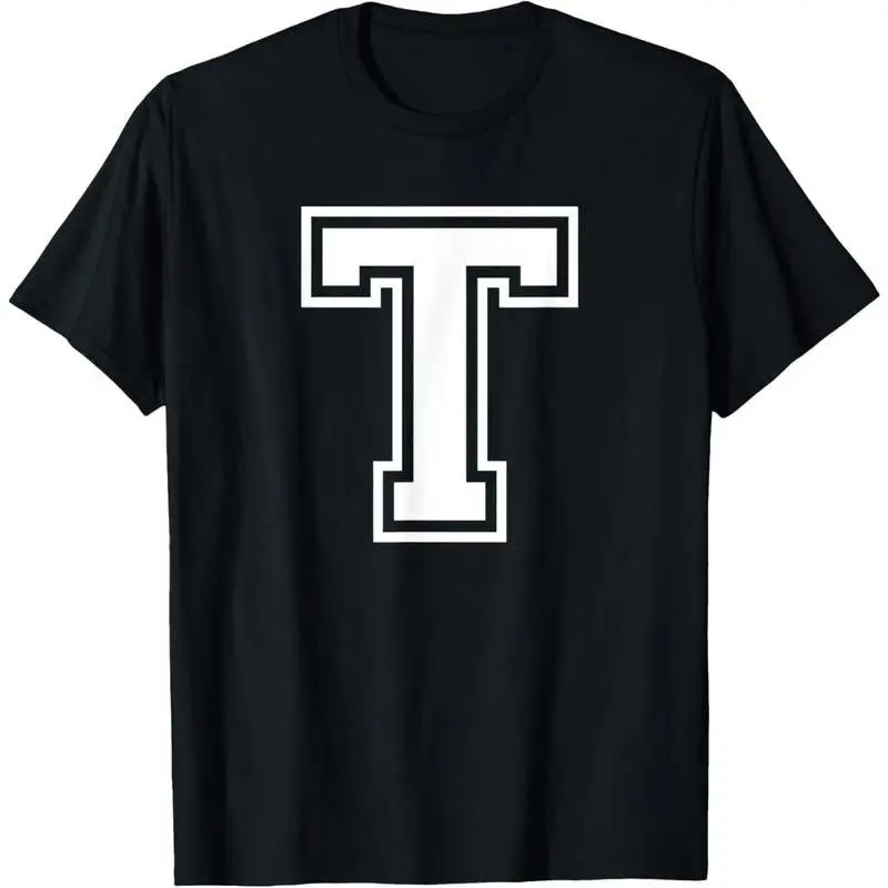 

Letter T T-shirt, Women's Varsity Initial Tee, College Sport Style Alphabet T-shirt, Cool Monogram Top, Youth Birthday Gift