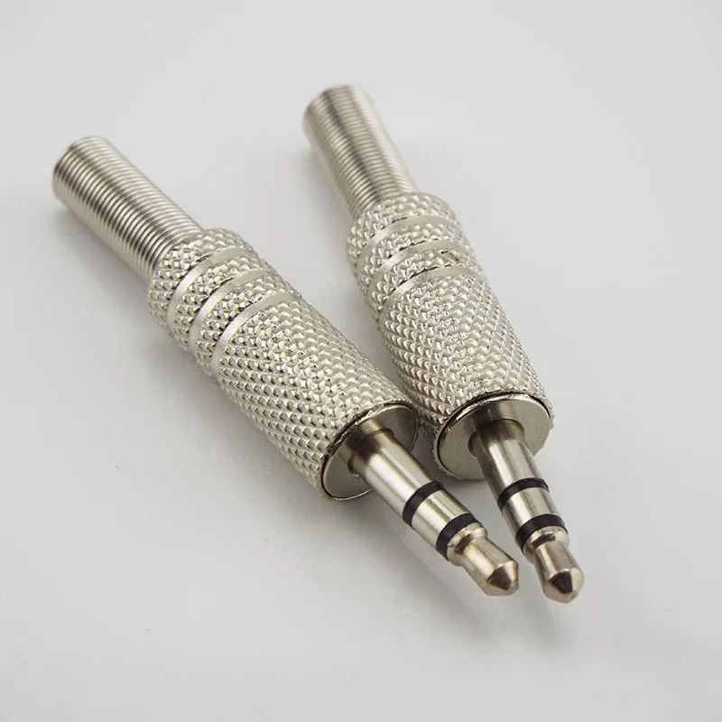 3.5mm 2 Ring 3 Poles Stereo Jack Plug 3.5mm 1/8 inch Female audio connector Cable Solder Metal Adapter Terminal with Spring