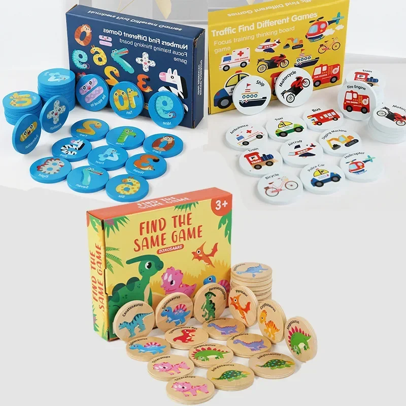 Puzzle Montessori Giocattolo di corrispondenza Memoria cognitiva Trova la stessa messa a fuoco Fraining Thinking Gioco da tavolo Giocattoli educativi per bambini