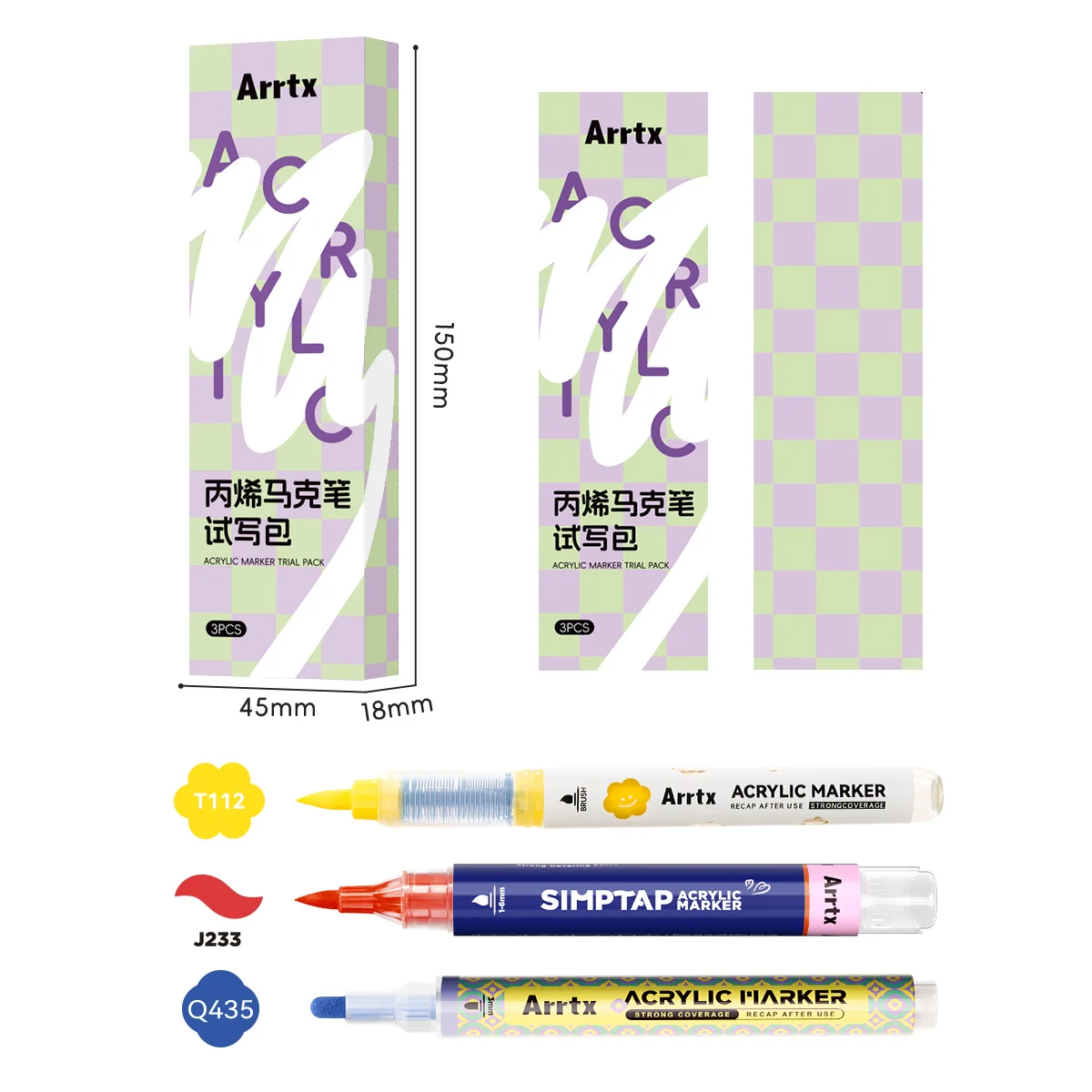 

Arrtx Acrylic Markers Trial Size Sample for Rock Painting Wood Stone Glass