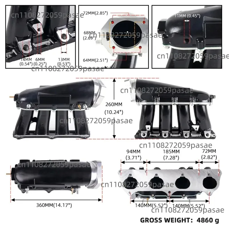 Aftermarket Split Intake Manifold for K Series K20A/A1/Z1/K24A1 Engines