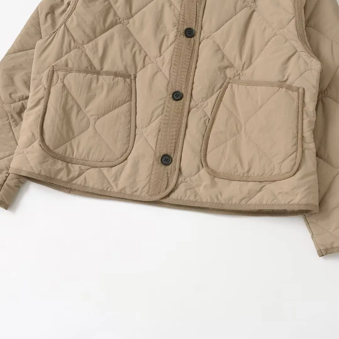 

Faionable Khaki Cotton Jaet Women's Street Sle Autumn New Arrival Long Sve round Ne Casual Versatile Coat