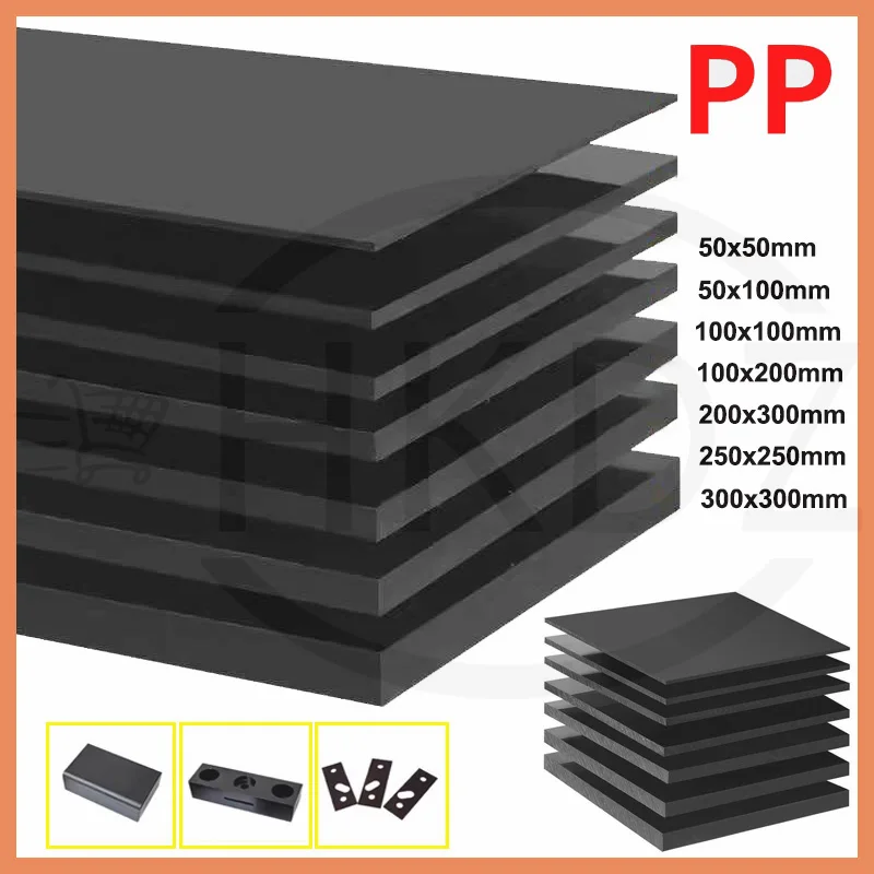

Black Polypropylene Board Thickness 3mm-20mm Food Grade PP Plastic Sheets Plate 50x50 100x100 200x200 200x300 250x250 300x300mm