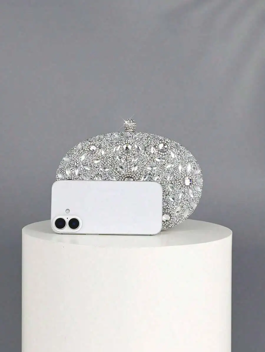 

Elegant Sparkling Rhinestone Mini Clutch For Formal Events, Wedding, Prom — Detachable Chain Included, Perfect Evening Accessory