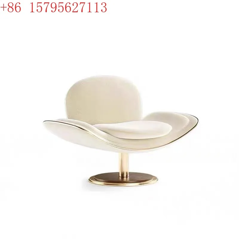 Designer light luxury elegant smile petal armchair metal casual back chair hotel