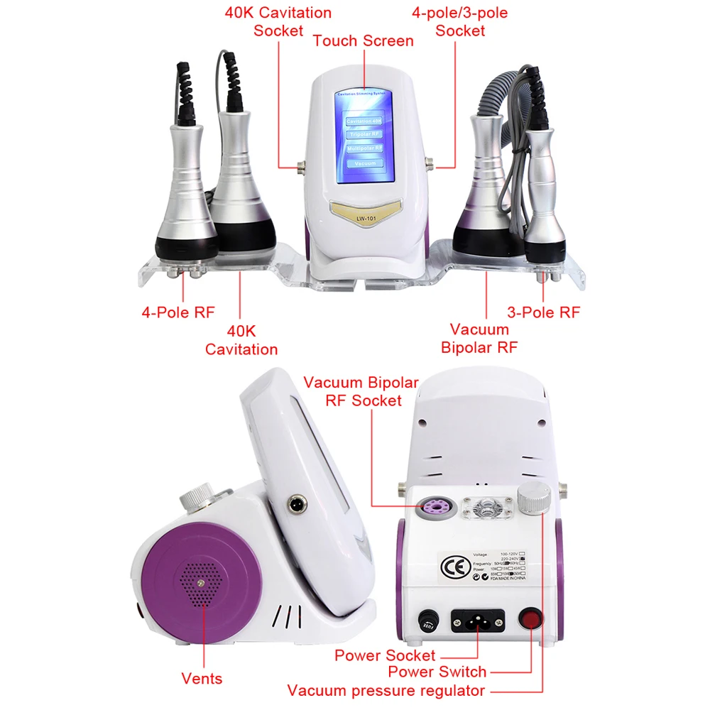 40K Cavitation Ultrasonic Body Slimming Machine 4IN1 Skin Care Tools Beauty Device Skin Tighten Facial Massager FAZJEUNE