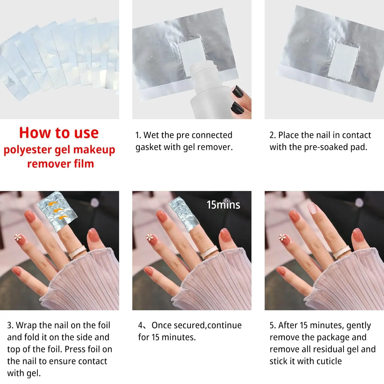 1000 peças folha de alumínio arte do prego embeber fora polonês remoção do prego envolve toalha gel removedor manicure ferramenta para salão de beleza casa