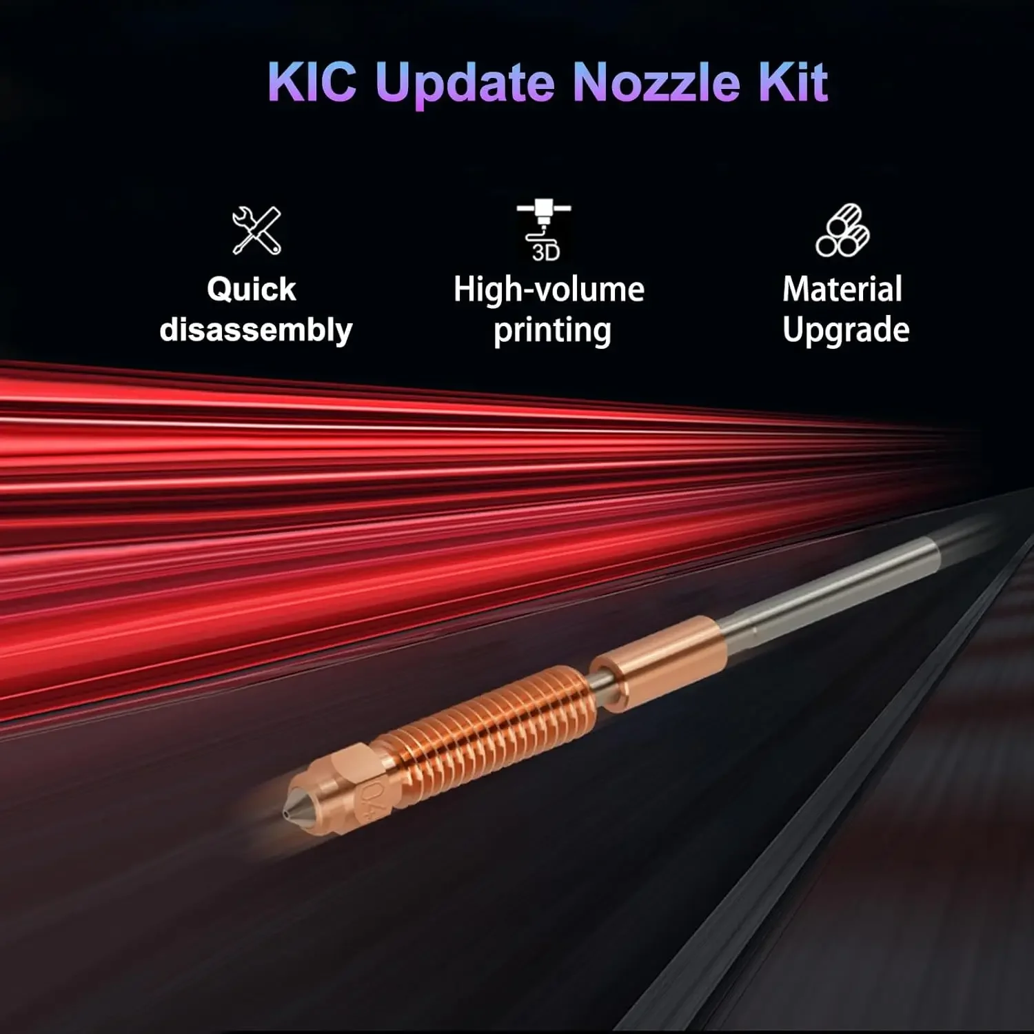 Creality 1PCS Unicorn Quick-Swap Nozzle Hardened Steel Nozzle High-Speed Printing for K1 Max K1C Ender-3 V3 Hot End Assembly - Image 4