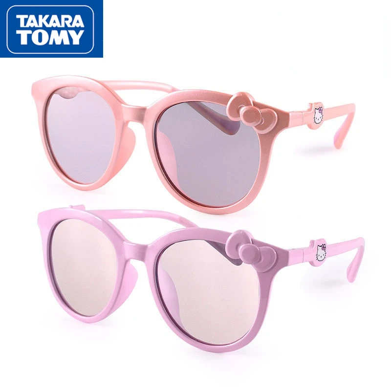 TAKARA TOMY 2022 Hello Kitty Children\'s New Anti-UV Glare Lightweight Sunglasses Girls Seaside Cute Sweet Sunscreen Glasses