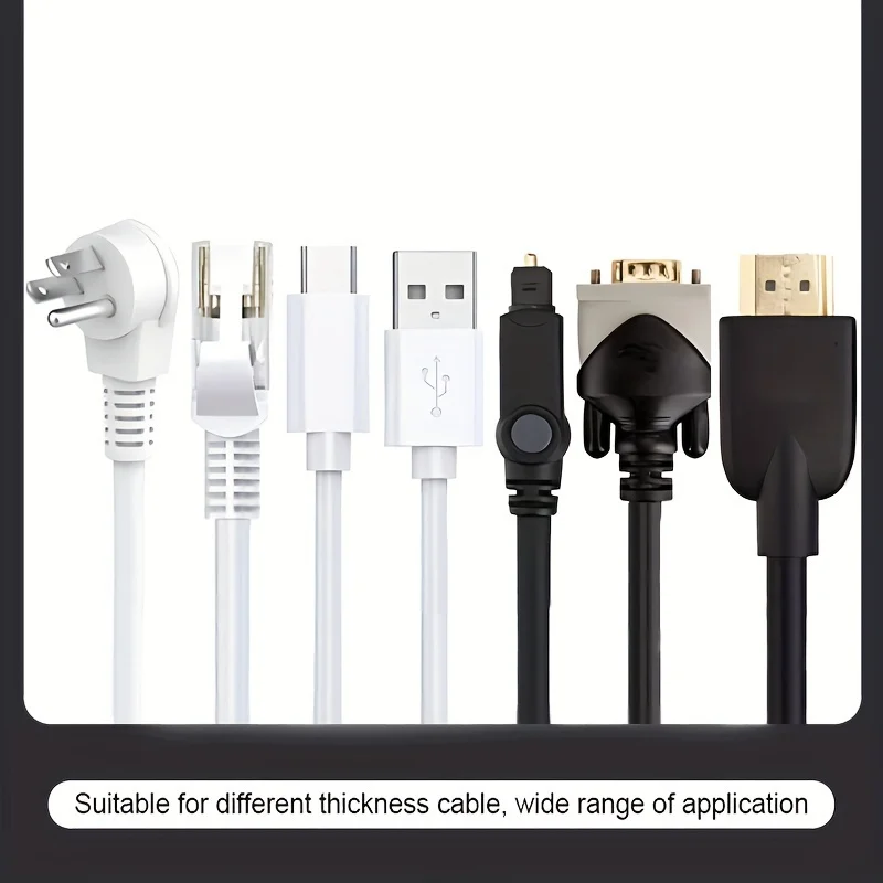 1pc (Half/Full Use) 7-Slot USB Cable Organizer - Heavy-Duty Plastic Wall-Mounted Desktop/Wall Cable Management System - Image 6