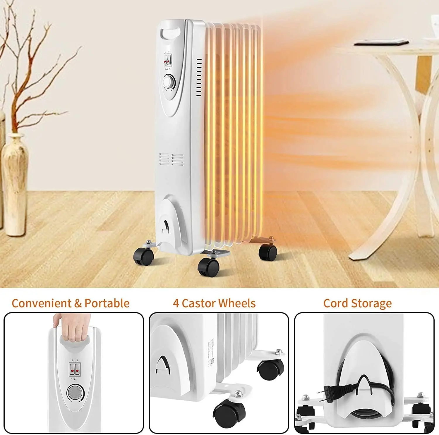500W~2500W Hot Sale Electric Room Heater Home Oil Heater Oil Filled Radiator  thermal oil heater