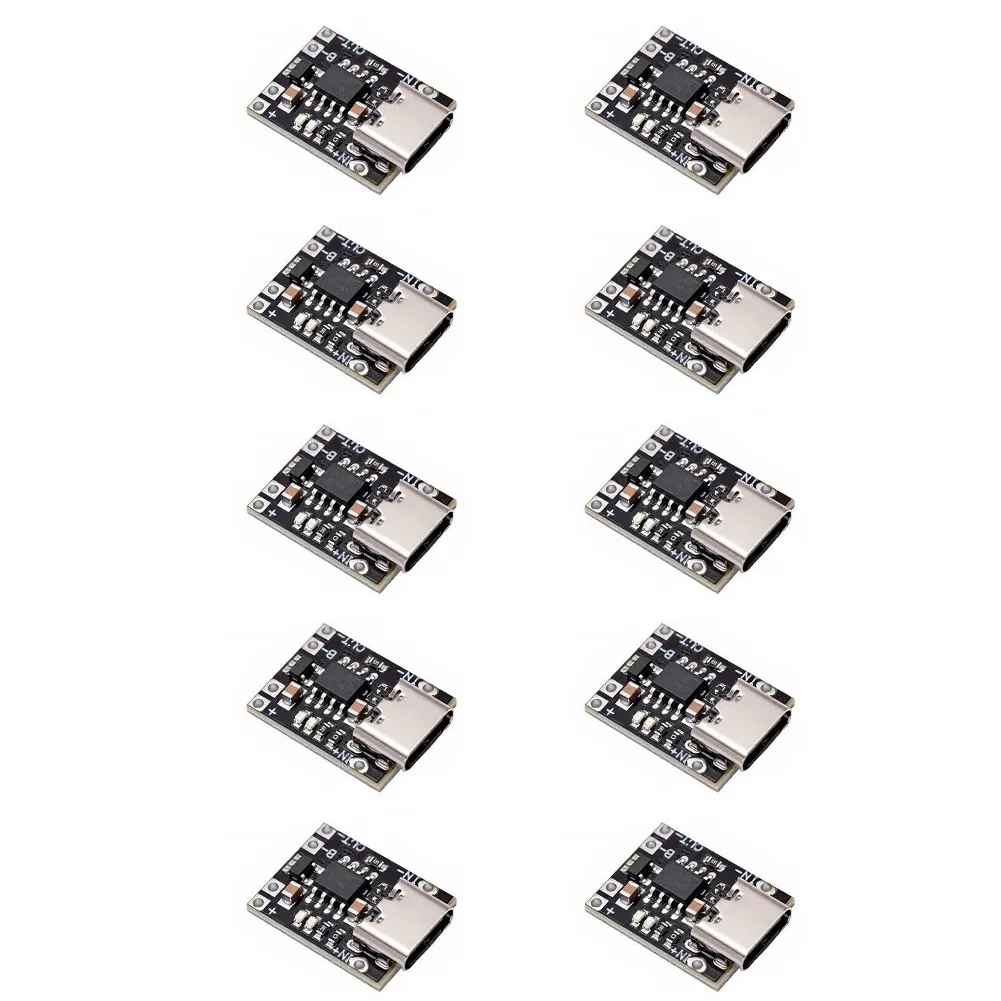 10 pcs TP4057 Type-C 1A lithium battery charging board with overcharge protection and dual LED status indicator