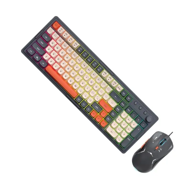 Wire Keyboard Mouse Set Ergonomic Design SplashProof for Home Offices