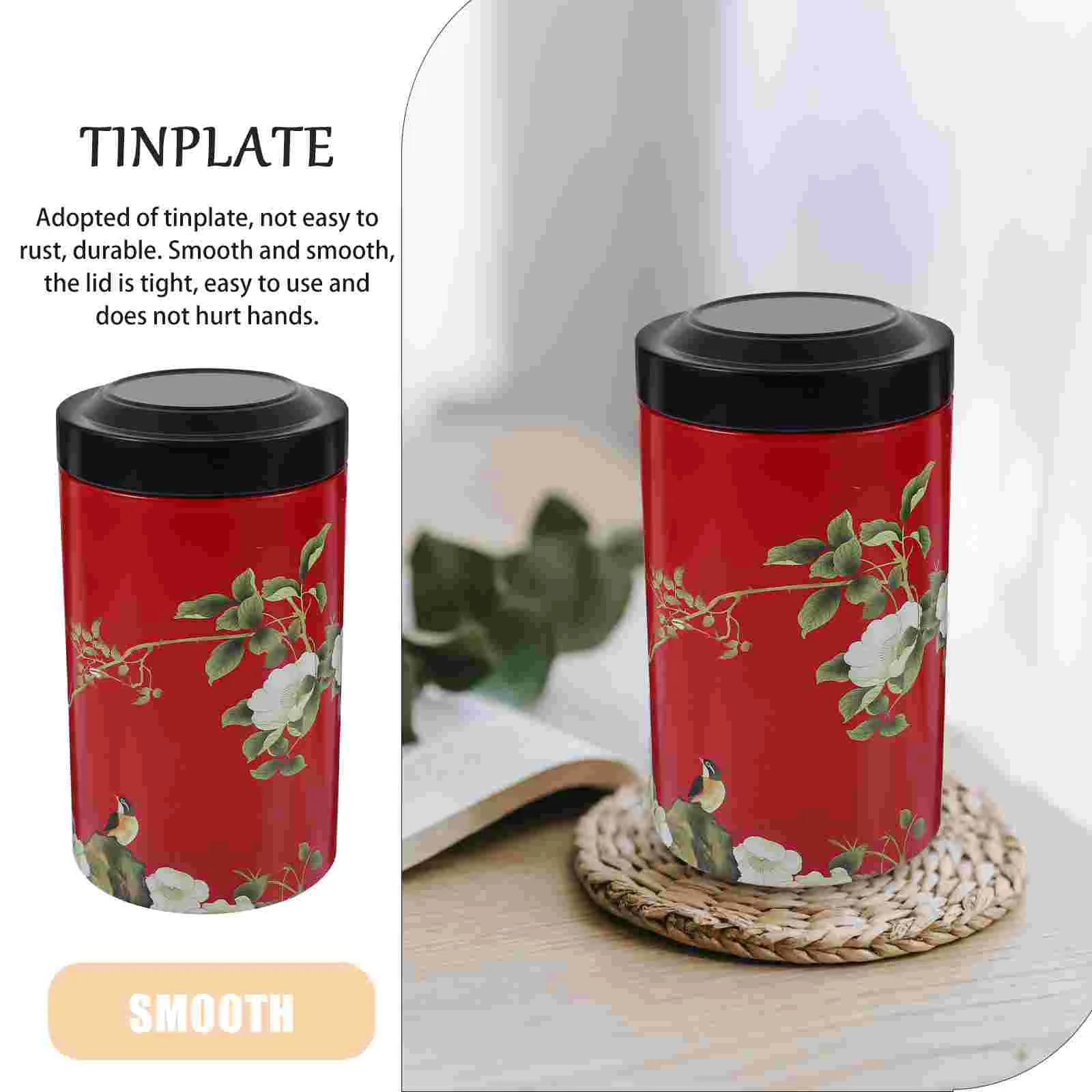 Home Storage Holder Tea Tin Canisters Metal Jar Chinese Tinplate Coffee Sugar Storage Jars Airtight Loose Tea Container Tea Bag