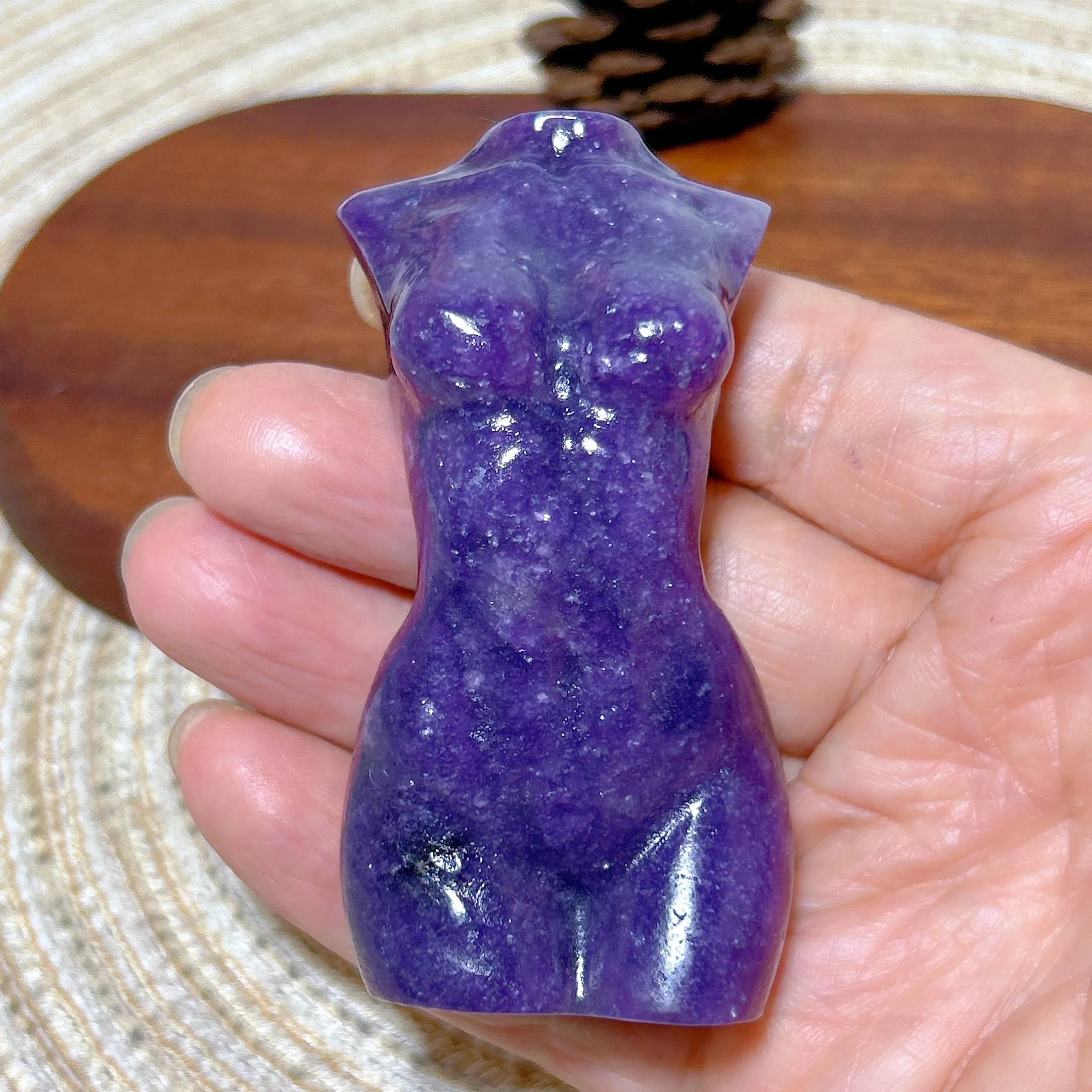 

Natural Crystal Lepidolite Flashy Goddess Body Carving Healing High Quality Gemstones Energy Reiki Home Decorations Energy Gift