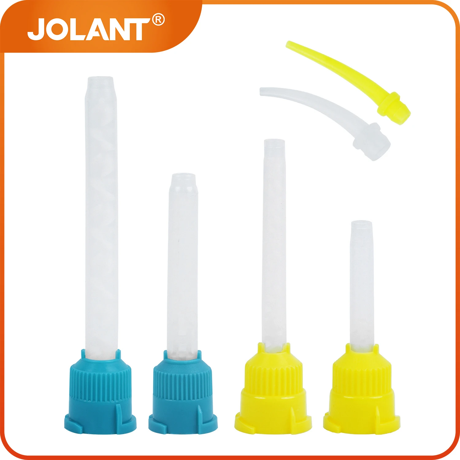 50pcs/Bag JOLANT Dental Impression Mixing Tips Silicone Rubber Mixing Head 1:1 Dentistry Impression Nozzles Yellow Mixing Tubes