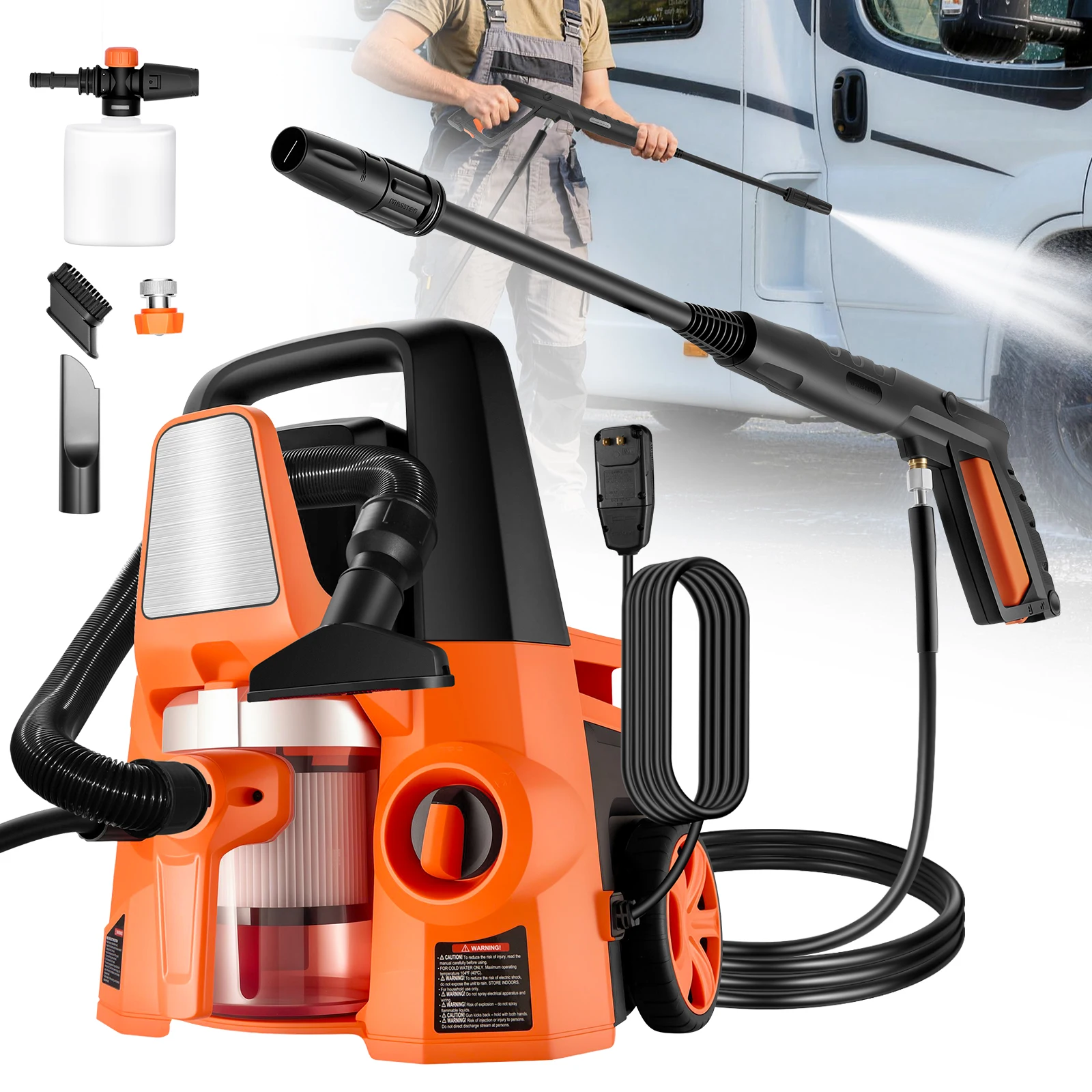 

2800PSI 1.7GPM High Pressure Washer with Vacuum Cleaner,0°-180° Swivel Joint & Soap Tank for Car/Fences/Driveway/Home/Patio Cleaning