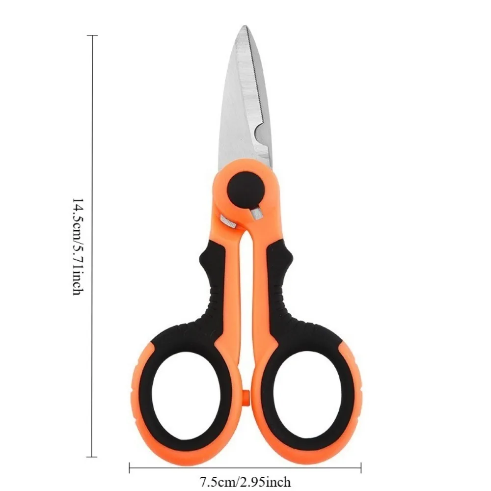 1pc Outdoor Fishing Scissor with Sheath Stainless Steel Fishing Scissor Plier Cut PE Braid Line Cutter Plies Electrician Scissor