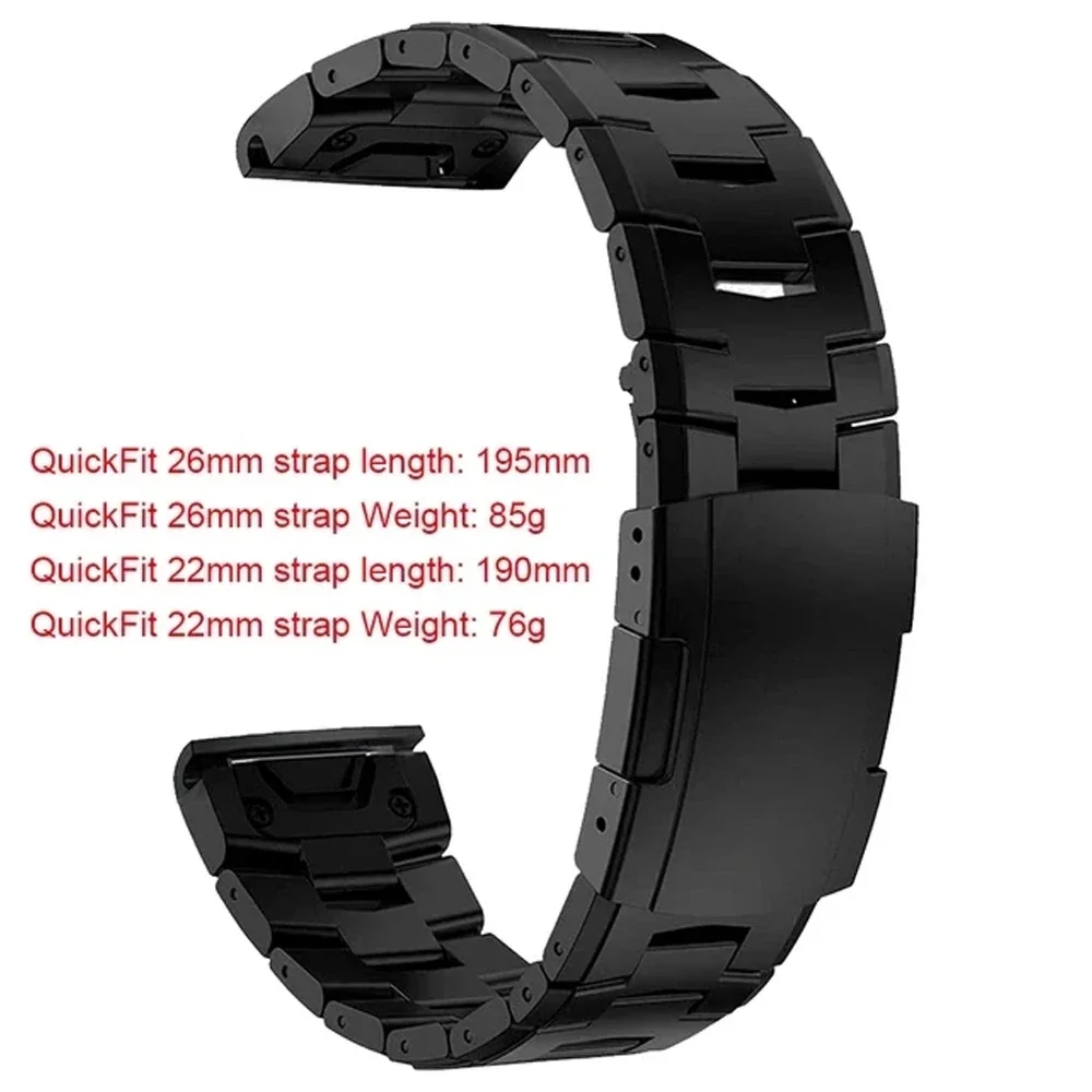 Cinturino QuickFit 26mm 22mm per Garmin Fenix 7X 7 6 Pro/TACTIX DELTA/Tactix 7 AMOLED/Instinct 2X/Enduro 2 cinturino in lega di titanio